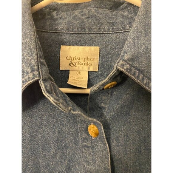 Christopher & Banks Vintage Denim Jean Shirt Womens Size Medium M Birdhouse - Picture 3 of 3